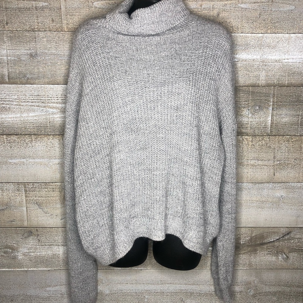 Boohoo grey ribbed loose fit turtleneck sweater
